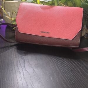 Coach Pink and Burgundy Two-Tone Crossbody Bag